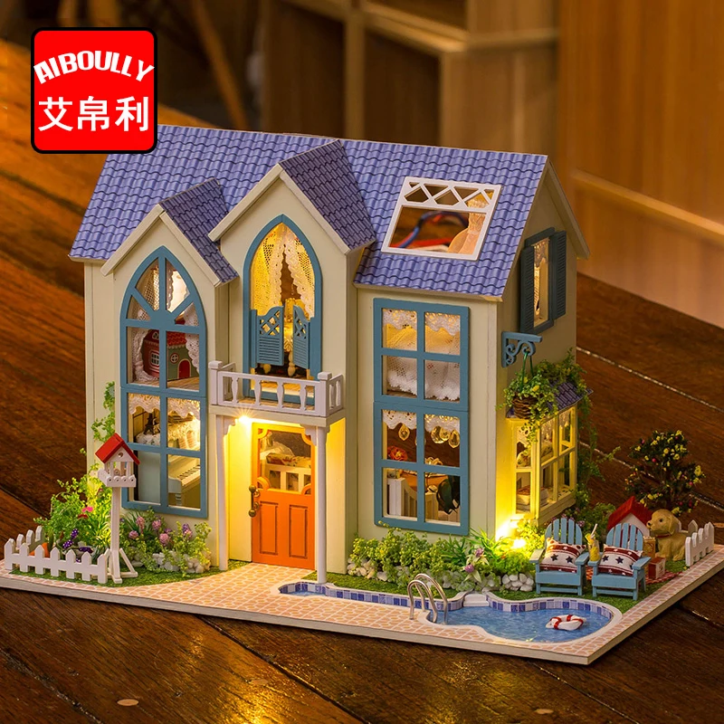 

Garden cottage Doll House Miniature DIY Dollhouse With Furnitures Wooden House Toys For Children Birthday Gift
