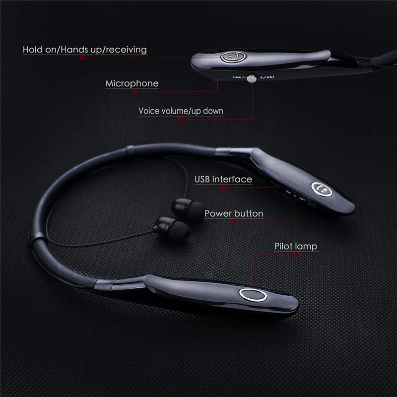 T12 спортивные Bluetooth наушники 3D стерео наушники с шейным ремешком дизайн с микрофоном портативный 350 мАч большой аккумулятор 15 часов работы гарнитура