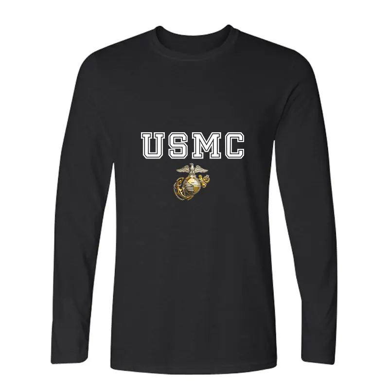 USMC повседневная одежда Для мужчин женщин печати US MC крутая футболка с длинными