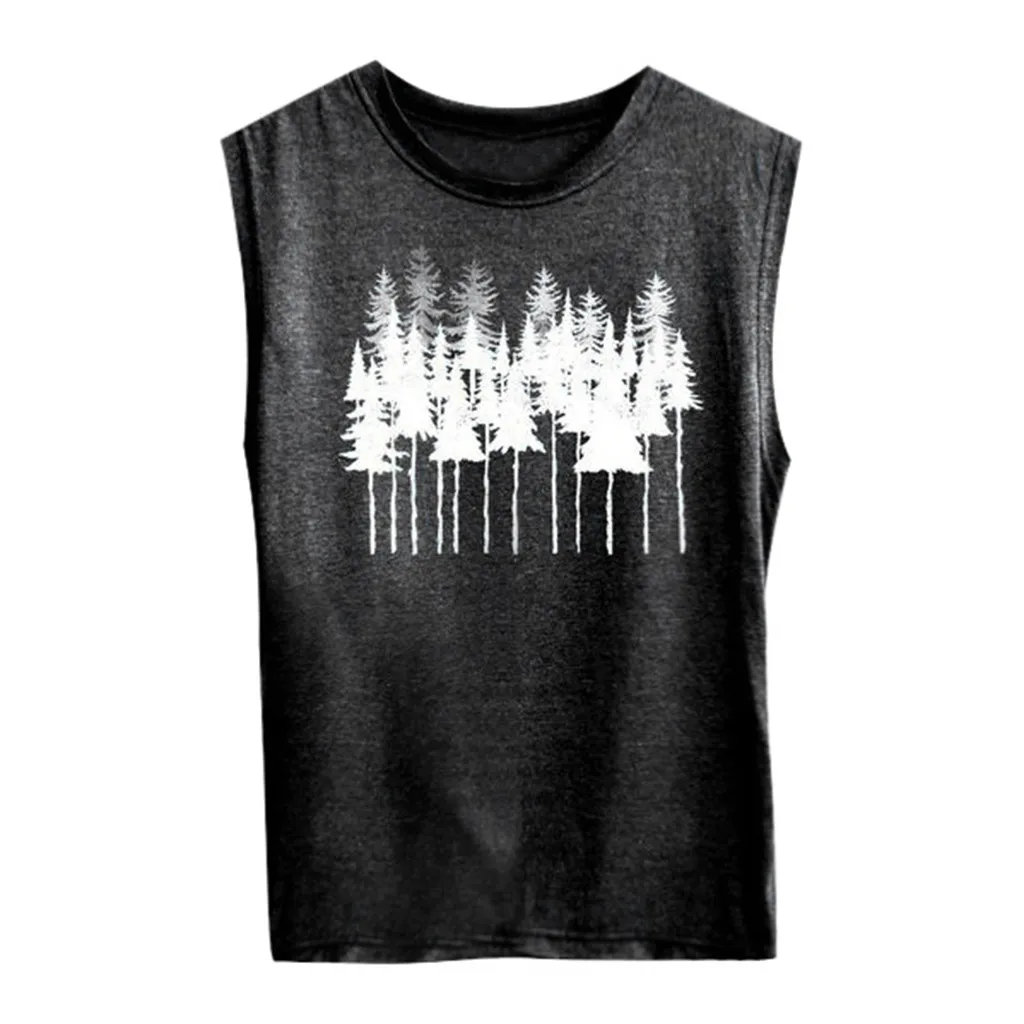 

CHAMSGEND Women's Striped Printing sleeveless T-Shirt Print Top Shirt t shirt women's summer T-Shirt C30227