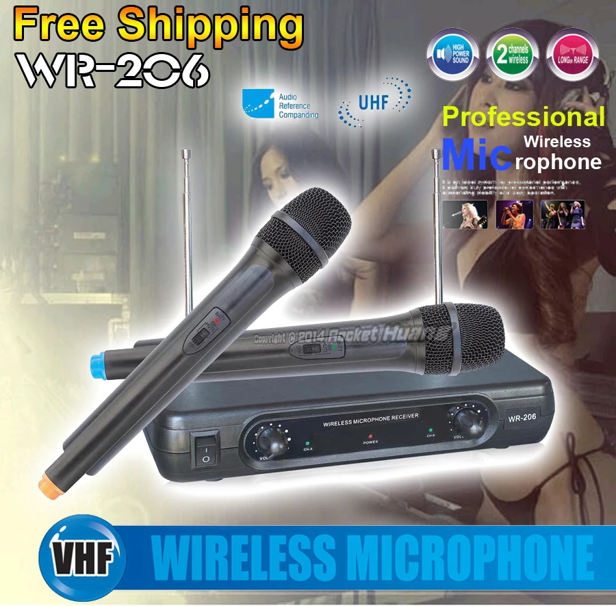 Professional Handheld Dynamic Karaoke Mic VHF Wireless Microphone System With Receiver For KTV Fio Microfone Mikrofon