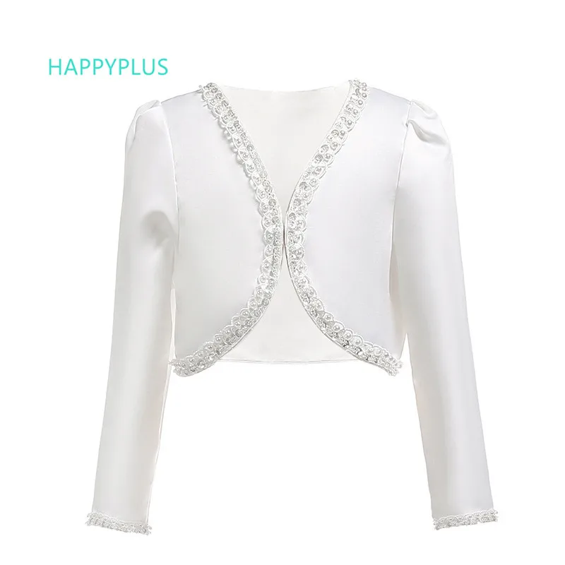 HAPPYPLUS белое свадебное пальто для большой девочки Элегантные Формальные короткие