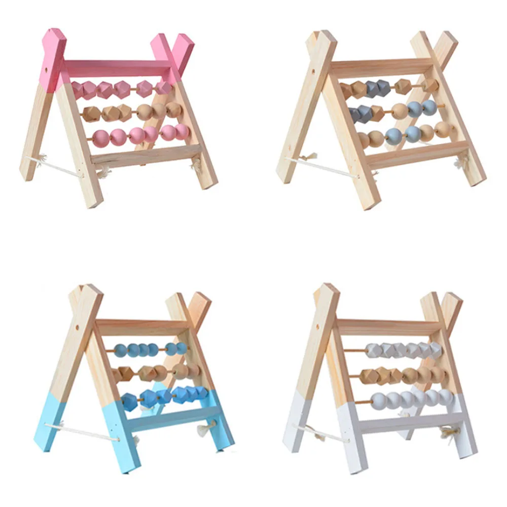 Детские 3 ряда развивающий бисер «геометрическая фигура» Деревянные Детские Игрушки для раннего развития игрушки