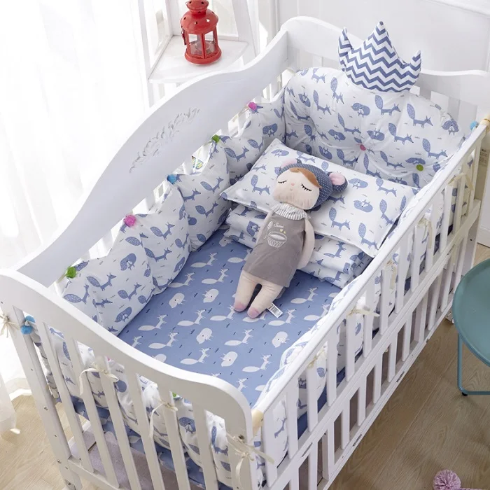 4 шт. хлопковое постельное белье для детской кроватки в скандинавском стиле детский бампер вокруг кроватки Съемный и моющийся протектор для детской кровати Декор для комнаты - Цвет: 9