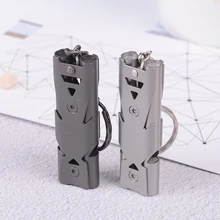 1 шт. 150 дБ двойная труба из нержавеющей стали открытый свисток для выживания в чрезвычайных ситуациях брелок