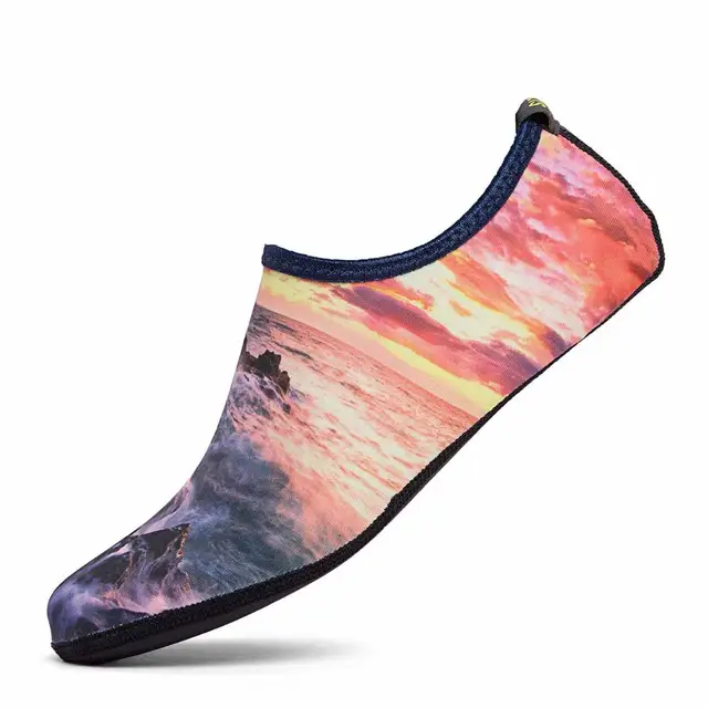 JACKSHIBO Summer Water Shoes Men Swimming Shoes Aqua Beach Socks Big Plus Size Sneaker For Men Striped Colorful zapatos hombre Sunset
