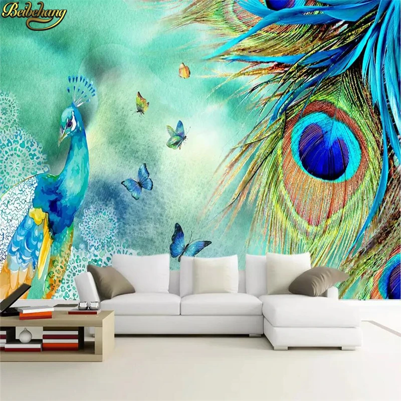 

beibehang Custom wallpaper murals fashion simple peacock rich auspicious TV sofa background wall papel de parede 3d wallpaper