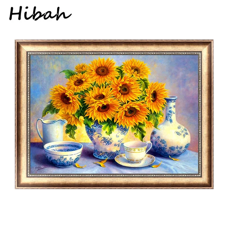 

DIY 5D Diamond Embroidered Crystal Diamond Mosaic Picture Sunflower Circular Diamond Painting Cross Kit
