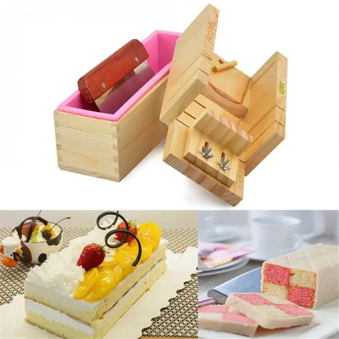 Loaf Soap Mould Silicone Wooden Mold Soap Making Tools Slicer Cutter DIY Carfts-Drop