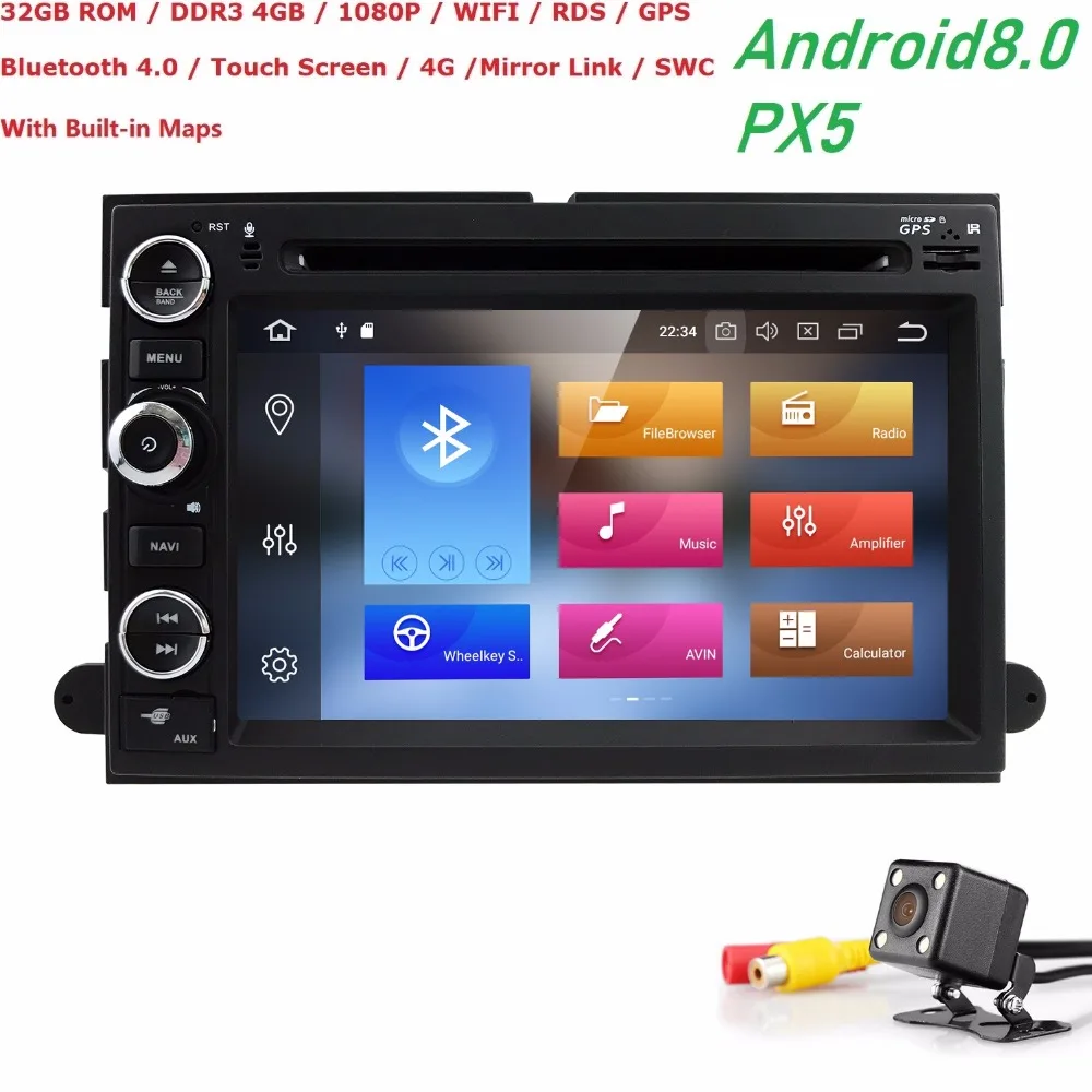 Perfect Octa Core Android 8.0 Car DVD For Ford Fusion Explorer 500 F150 F250 F350 Edge Expedition Mustang Radio GPS Navigation 1024*600 1