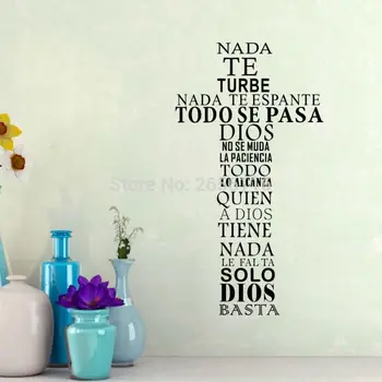 

Spanish Christian God Quotes Wall Stickers NADA TE TURBE Vinyl Art Decals for Home Decor