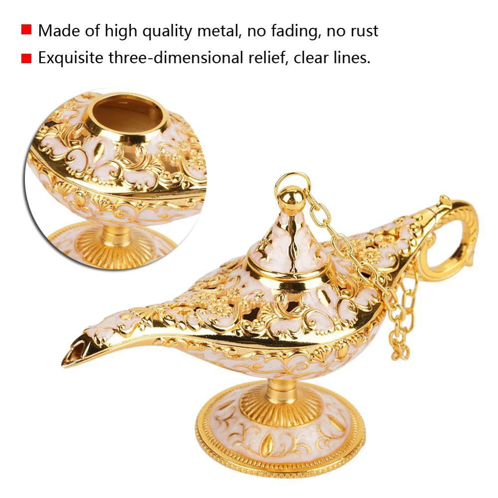 Russian Aladdin Lamp Hollow Aladdin Wishing Magic Lamp Zinc Alloy Wishing Tea Pot Retro Home Decoration Ornament Gifts