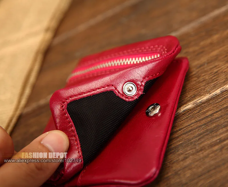 Fashion Oil waxed Genuine Leather Wallet for Women Simple Stye Women's Luxury Real Leather Wallet with Zipper  (5)
