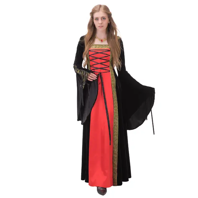 Velvet Medieval Renaissance Dress Hooded Wedding Dress Ball Gown