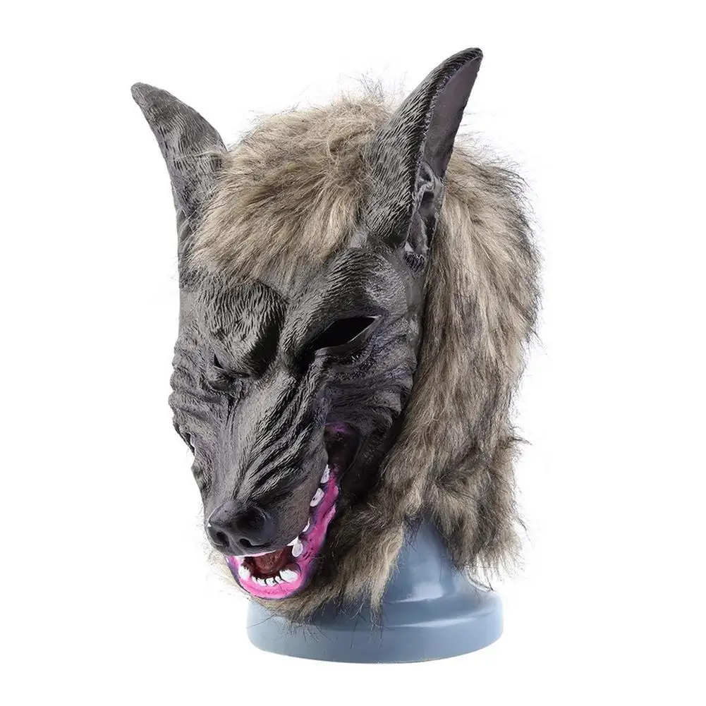 Забавная маска оборотня на Хэллоуин Большой плохой волк Взрослый полный голова Волк Маска Костюм Аксессуар Рождественская вечеринка маски