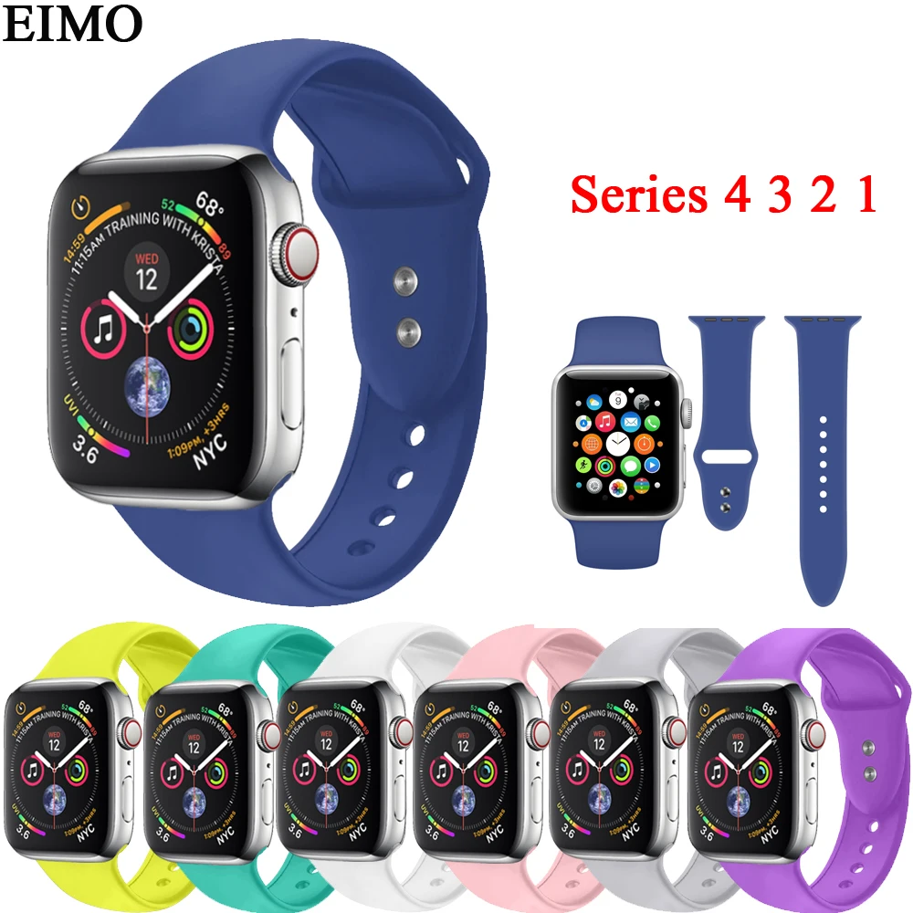 

EIMO Strap for Apple Watch 4 3 42mm 44mm iwatch band 38mm 40mm Sport Silicone Correa wrist bracelet Belt watchband Case