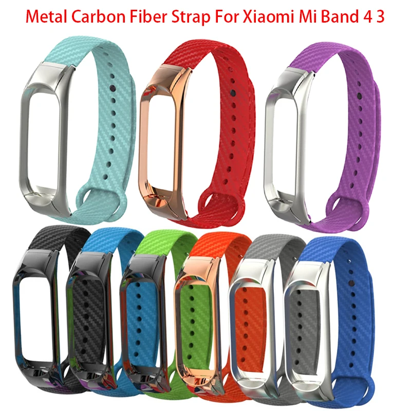 

Металлический ремешок из углеродного волокна для Xiaomi Mi Band 4 для Mi3 браслет Цветной ремешок для Miband 4 3 Сменный ремень для MiBand