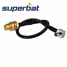 Superbat 2X RP-SMA женский(мужской штырь) переборка к TS9 штекер под прямым углом косичка кабель RG174 для AirCard USB 301 302 305 306