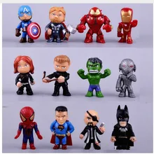 12pcs Avengers Infinite War Q versioSpiderman Iron Man Captain America Batman PVC Action Figure Collectible Model Dolls Toy B560 spot sell q version of captain america avengers hulk q edition boxed high quality pvc dolls child toys 2pcs set free shipping