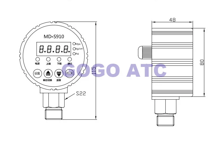 MD-S910 Интеллектуальный Регулятор давления электронный цифровой Манометр воздушный компрессор переключатель давления воды вакуумный манометр