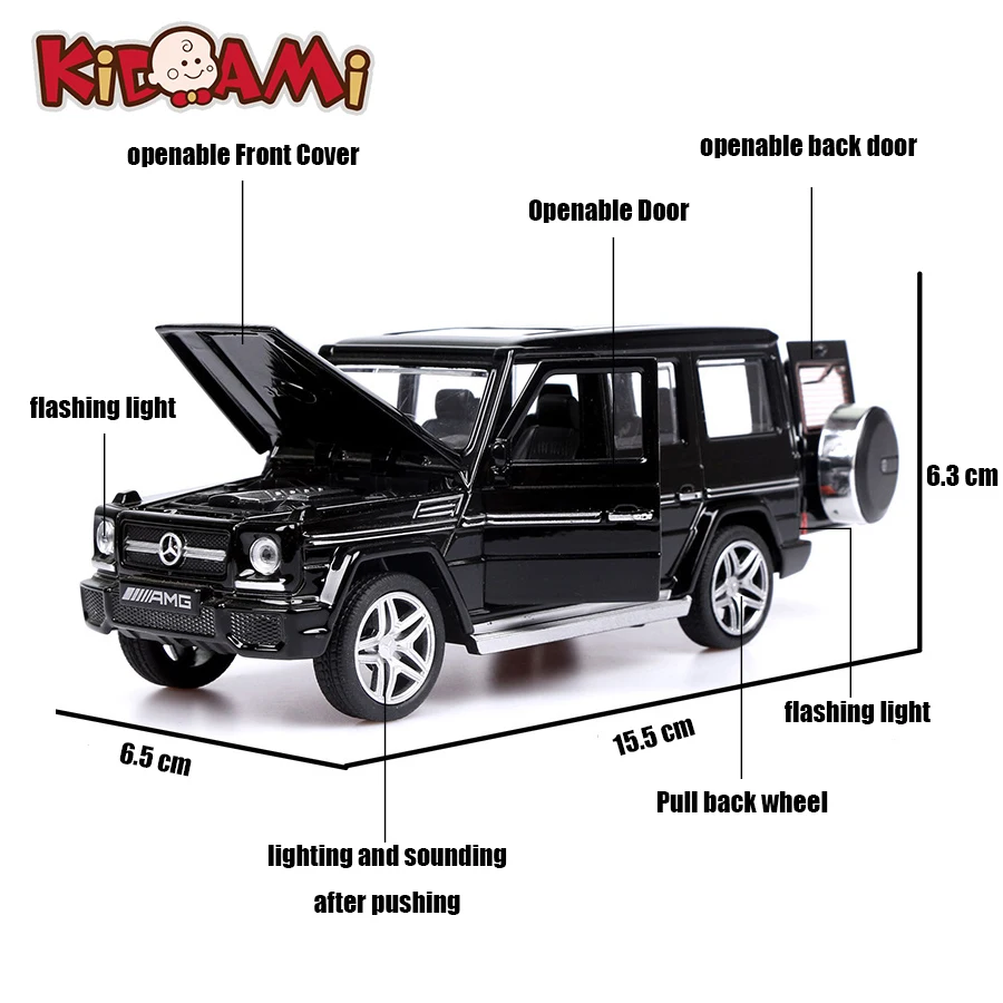 1:32 литой металлический литой под давлением, G65 SUV модель автомобиля с мигающими и звуковыми функциями, игрушки для детей, коллекция, подарок