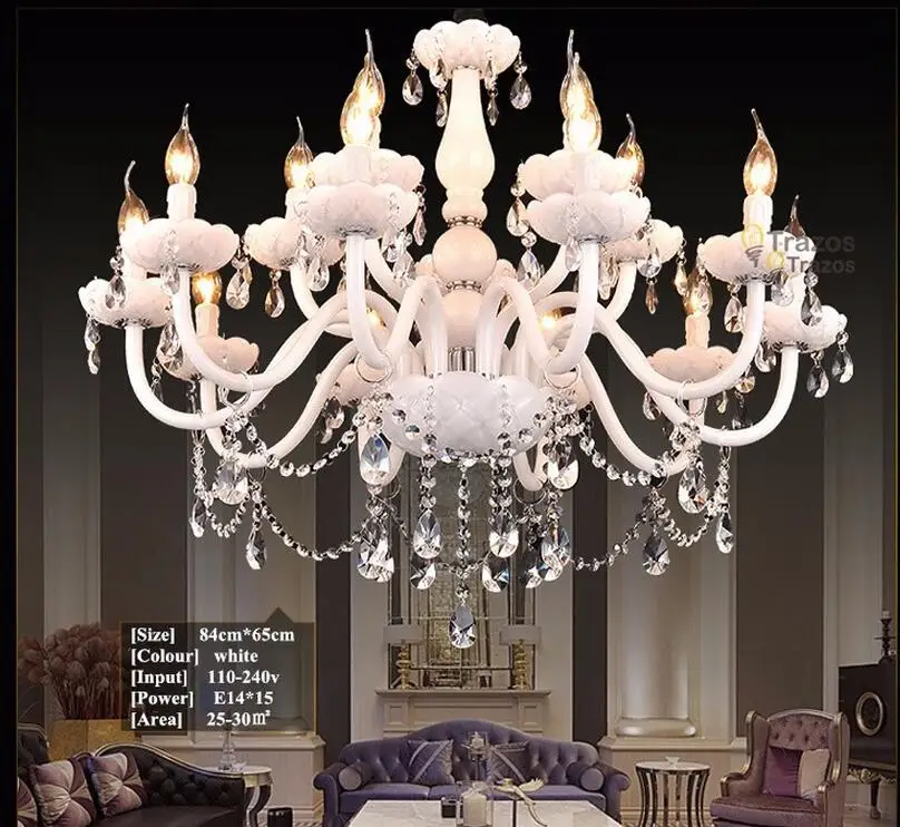 

European Style White Crystal Chandeliers Modern LED Chandeliers For Living Room lustres de sala de cristal Wedding decoration