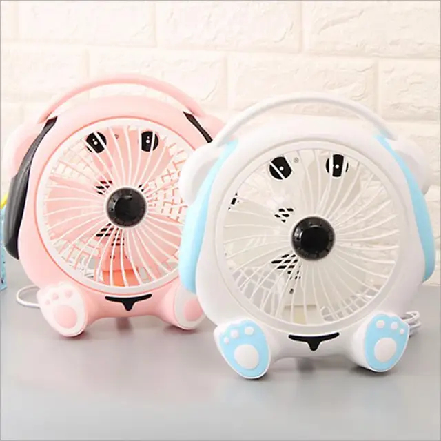 Cute Dog Blue Pink Ventilateur Desk Fan For Home Office ABS Electric