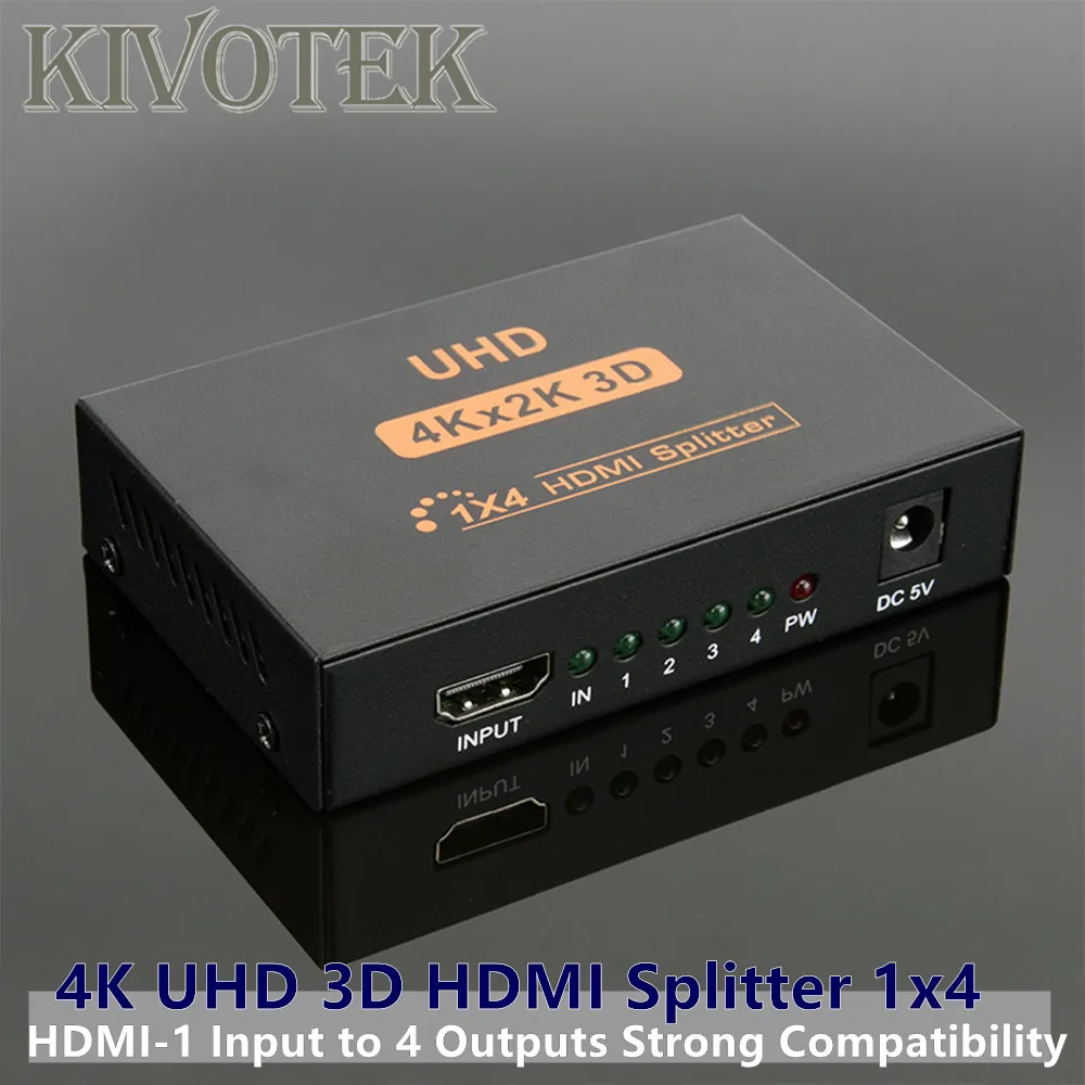 4K 3D UHD 1x4 HDMI Splitter Adapter 1xHDMI Signal Input Split to 4xHDMI Female Connector For HDTV DVD STB PS23 PSP Free Shipping |