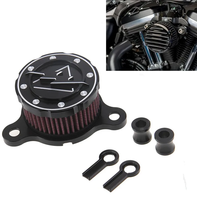 ФОТО CNC Aluminum Air Cleaner+Intake Filter System For Harley sportsters XL883/1200 2004-2014 air filter For Rough Crafts Air Cleaner
