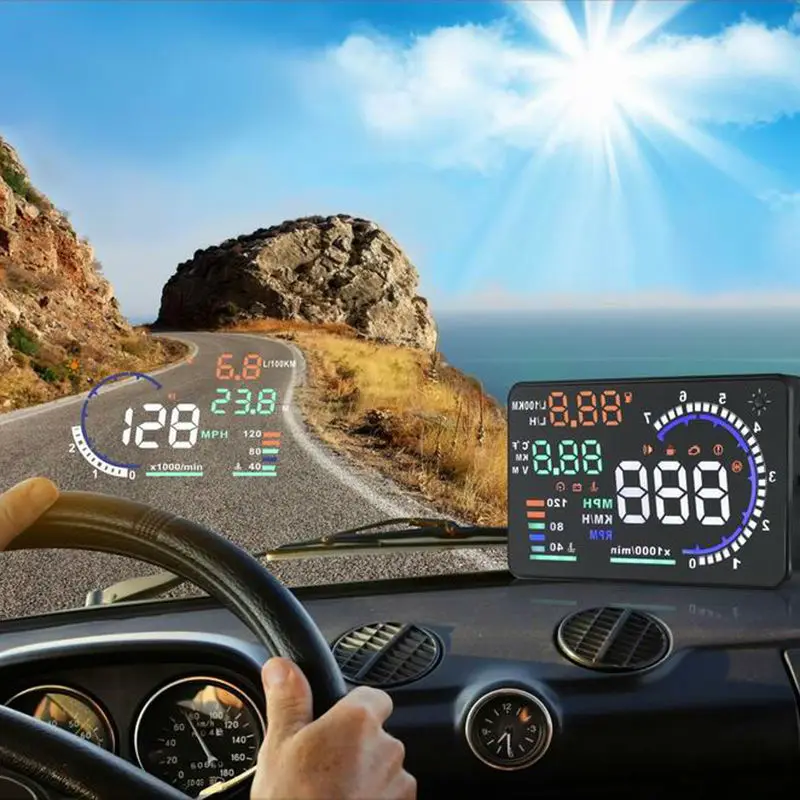 

Universal Car HUD Head Up Display OBD II 2 Water Temperature Overspeed Warning System Auto Electronic Voltage Alarm