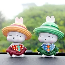 Милый встряхнуть головой шапка для кукол кролик автомобиль предметы интерьера украшения авто внутри ремесла украшения автомобиля игрушка мультфильм модель