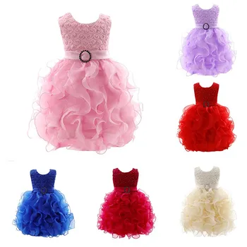 

Baby Party Tutu Dress Christening First Birthday Dress Kids Clothes Ruffles Girls Wedding Lace Princess Dresses