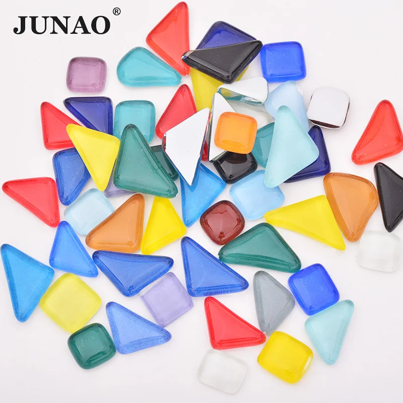 

JUNAO Mix Color Glass Mosaic Stones Tile Adhesive Mosaic Pebbles Crystal Sticker Crafts Strass Tiles DIY Handmade Materials