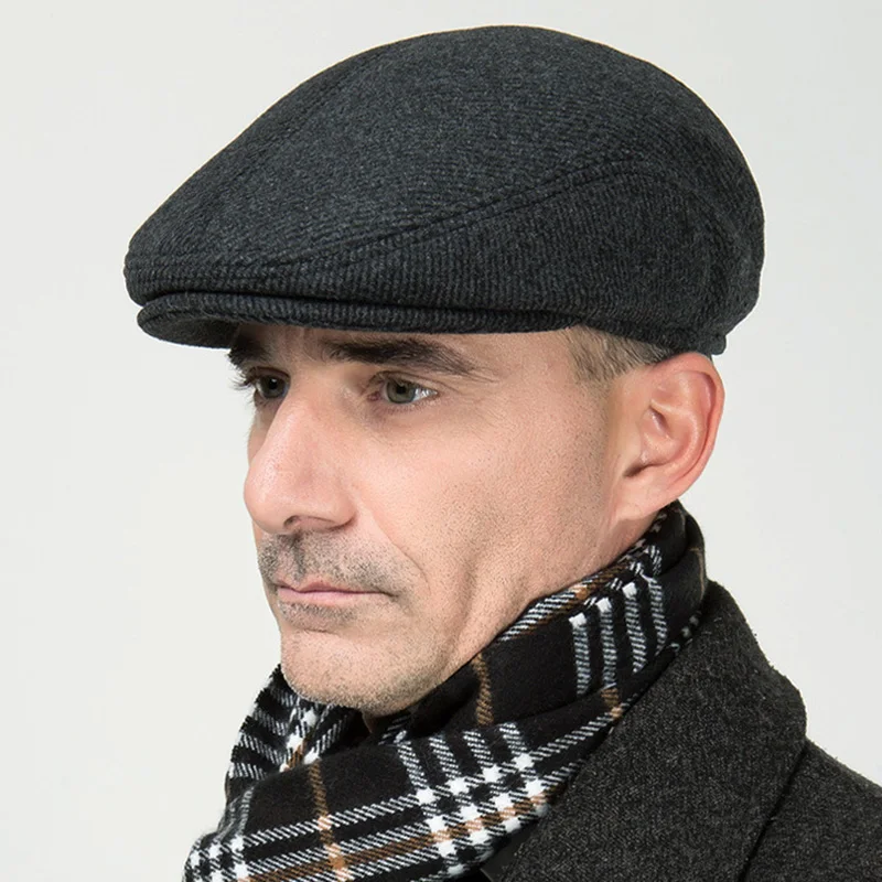 New Autumn Winter Beret Hat Thicken Cap Old Men Ear Cap Snapback Solid new-autumn-winter-beret-hat-thicken-cap-old-men-ear-cap-snapback-solid