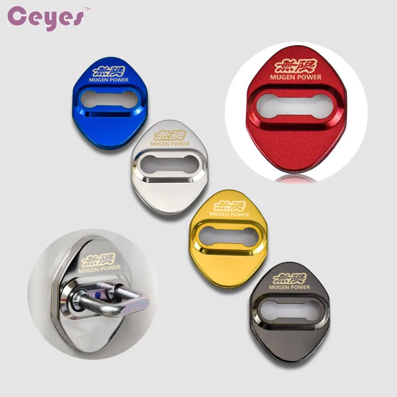 

Ceyes 5Colors Auto Covers Car Styling Case For Honda Mugen Power Civic Accord CRV Car Emblems Stainless Steel Car-Styling 4pcs