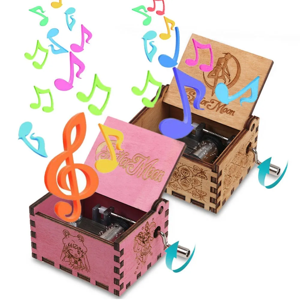 Retro Wooden Hand Crank Music Box Interesting Gift Sailor