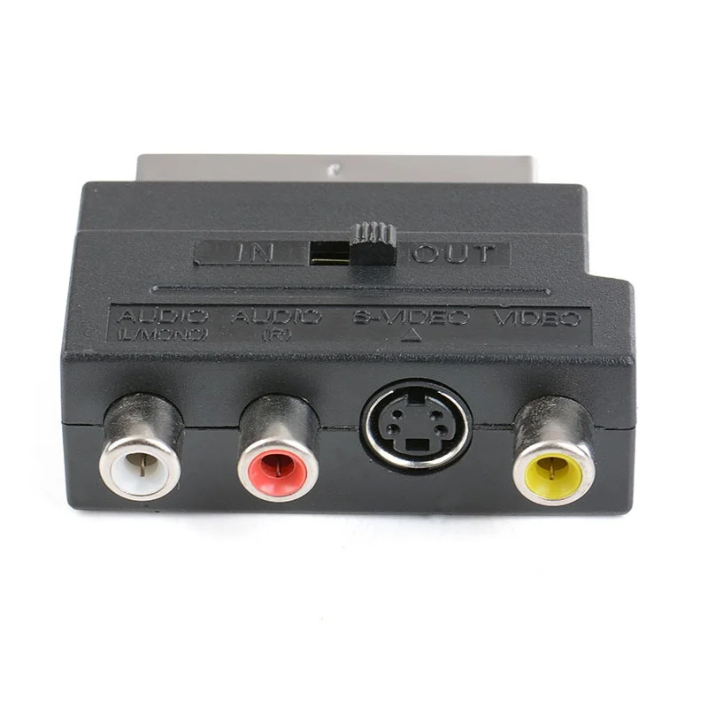 

21Pin Scart to 3 RCA S-Video Adapter Composite Phono RCA S-Video AV TV Audio Adapter For DVD TV Television Projector