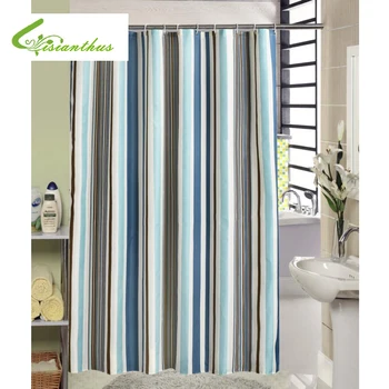 

Polyester Fabric Shower Curtain with Hooks Treated to Resist Deterioration by Mildew Colorful Striped Design Bathroom Decor