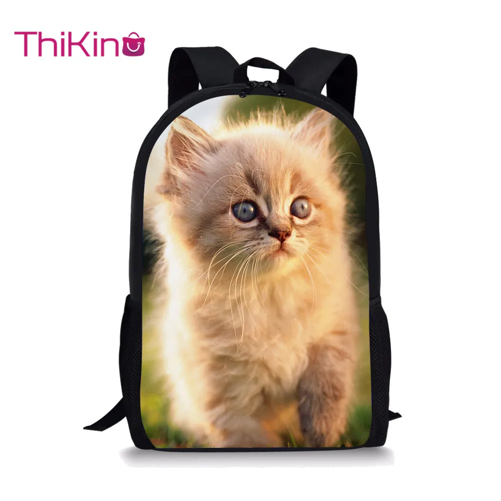 

Thikin Cat School Bag for Teenager Boys Cute Backpack Girls Travel Luggage Package Shopping Shoulder Bag Women Mochila