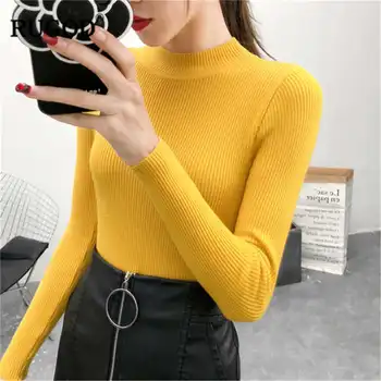 

RUGOD New O-Neck Women Sweater Long Sleeve Solid Pullovers 2019 Autumn Winter Clothes Slim Knitted Women Tops pull hiver femme