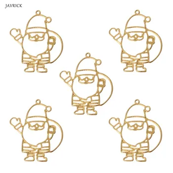 

New 5pcs Christmas Santa Claus Metal Frame Gold Pendant Charm Bezel Setting Setting Cabochon Resin UV charm