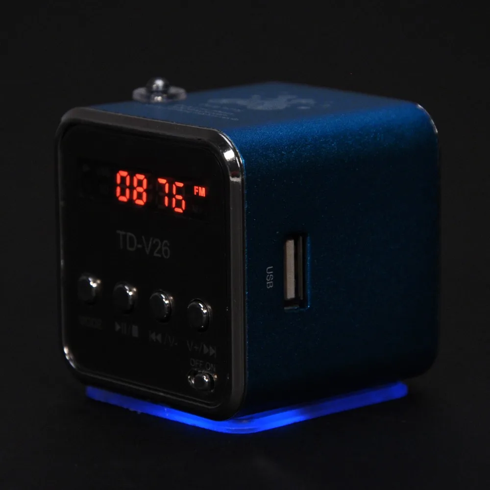 Kebidu Портативный Динамик TD V26 мини Алюминиевый USB звук стерео FM радио Поддержка TF/SD