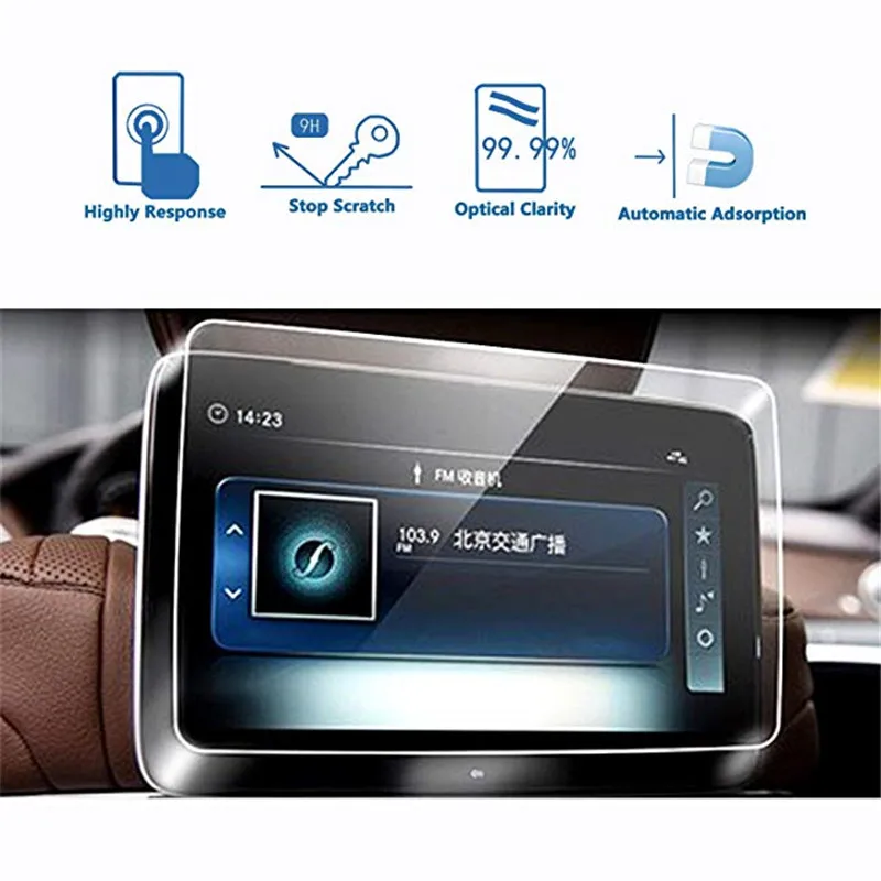 

2PCS Rear Seat TV Glass Screen Protector for Benz 2018 2019 S-Class W222 10.2-Inch Back Seat TV Screen Protector
