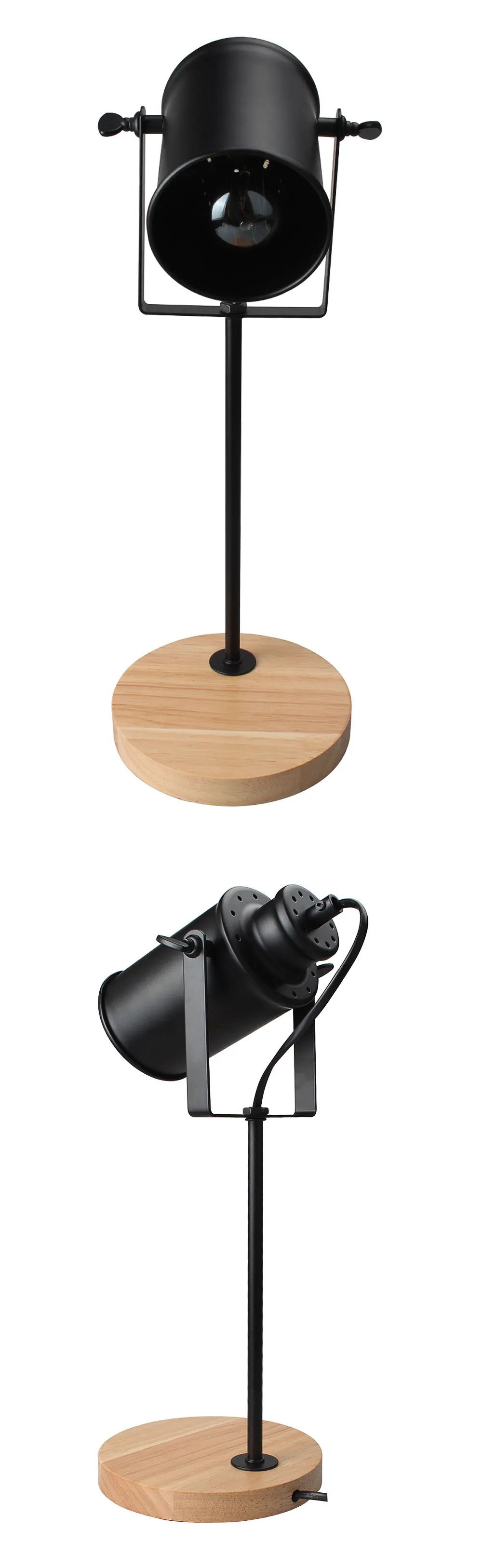 Industrial Desk Lamp Wood Base