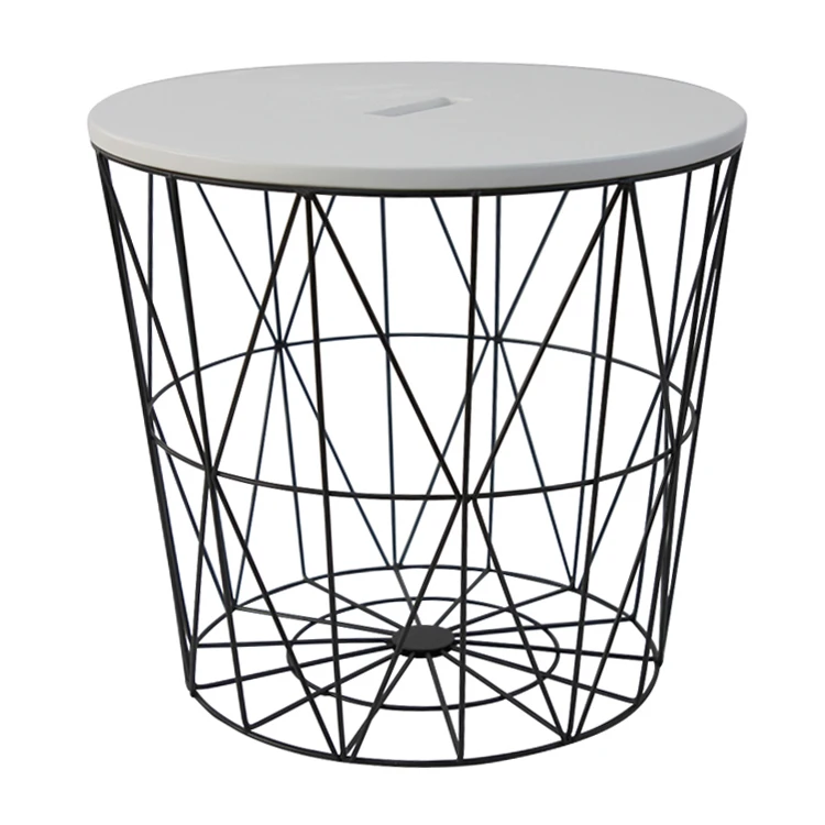 Simple design living room round iron wire side table