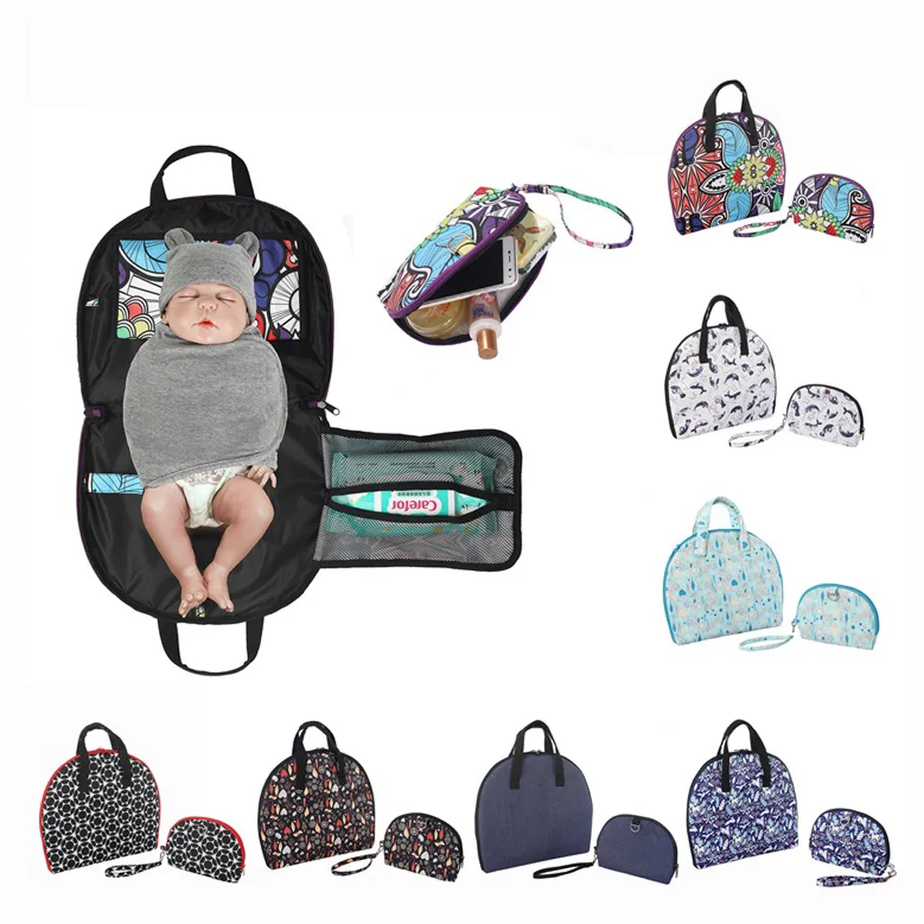 

Hot Newborns Foldable Waterproof Changing Pad Diaper Set Portable Baby Diaper Cover Mat Clean Hand Folding Diaper Bag +Bag @35