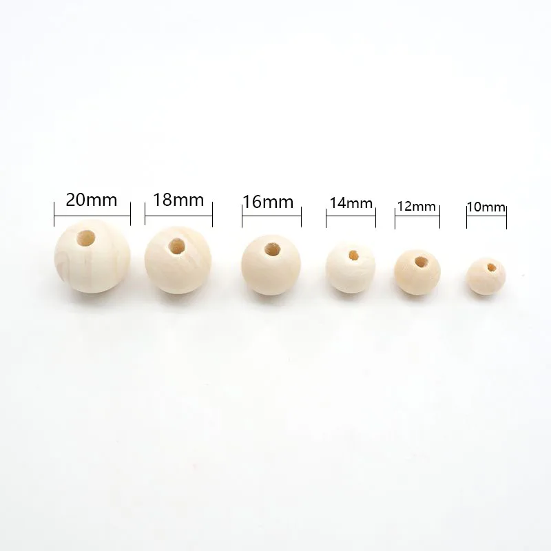 

Chenkai 100PCS Unfinished Wooden Teether Beads Natural Color Eco-Friendly Teething Beads For DIY Jewelry Making Handmade
