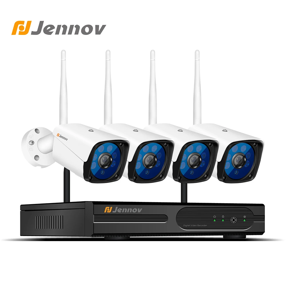 

Jennov 4CH Wireless NVR Surveillance Camera CCTV System 1080P 2MP Outdoor IP Camera Wi-Fi Security Camera For Home HDMI P2P