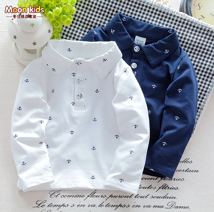 

Spring autumn baby turn-down collar long-sleeve T-shirt male female child pullover bottoming shirt baby boys pure cotton t-shirt