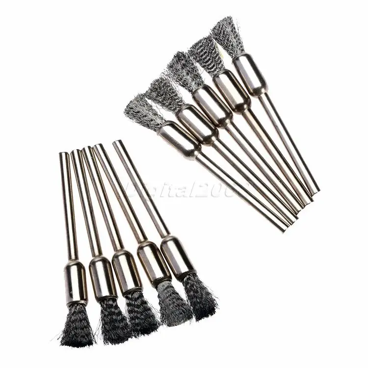 10pcsStainlessSteelPenShape6mmEndBrushes3mmShankDiameterWire
